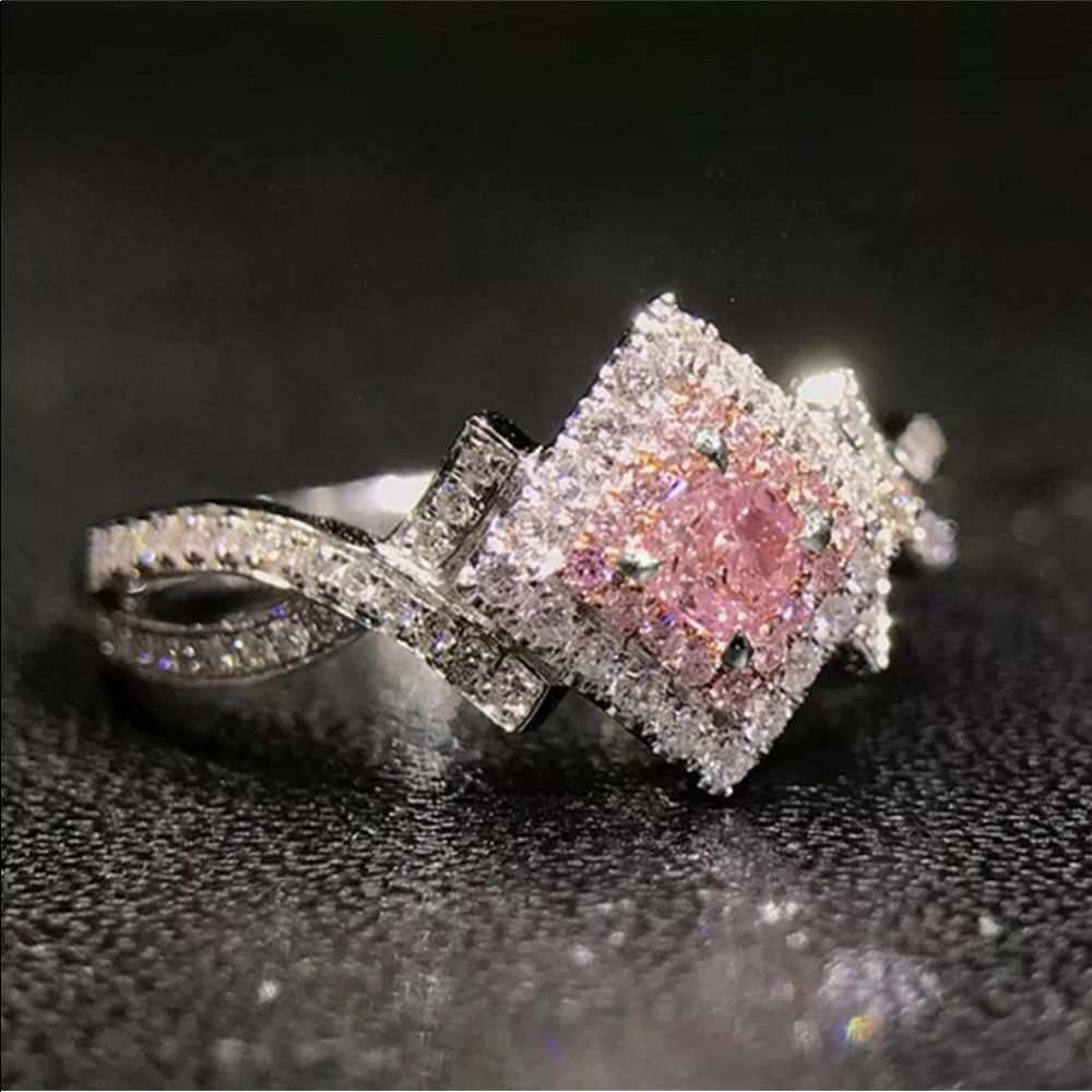 Elegant 925 stamped Jewelry w/ created Pink Sapphire Women Jewelry Size 6-10